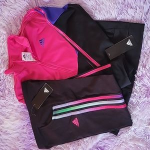 Adidas Girls Track Suit Size Medium 10-12 Jacket and Joggers
